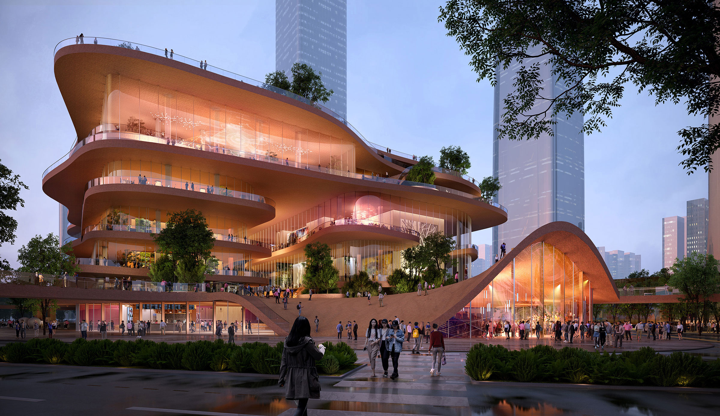 MVRDVの設計で着工した、中国・深センの「Shenzhen Terraces」。テラス